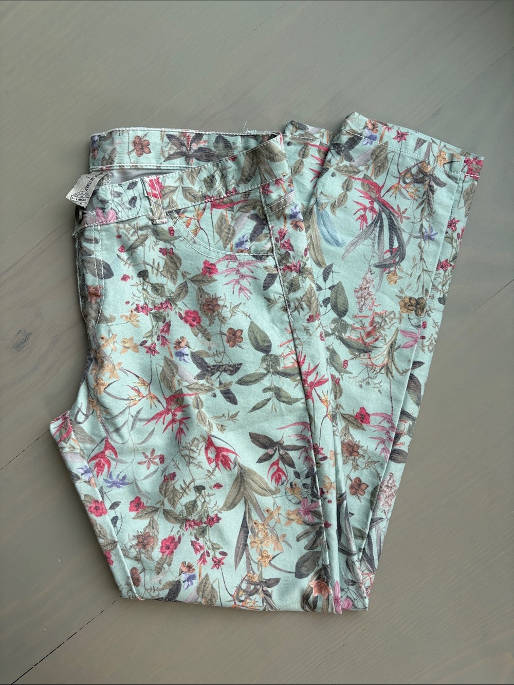 Mint Floral Skinny Jeans - Multicolor